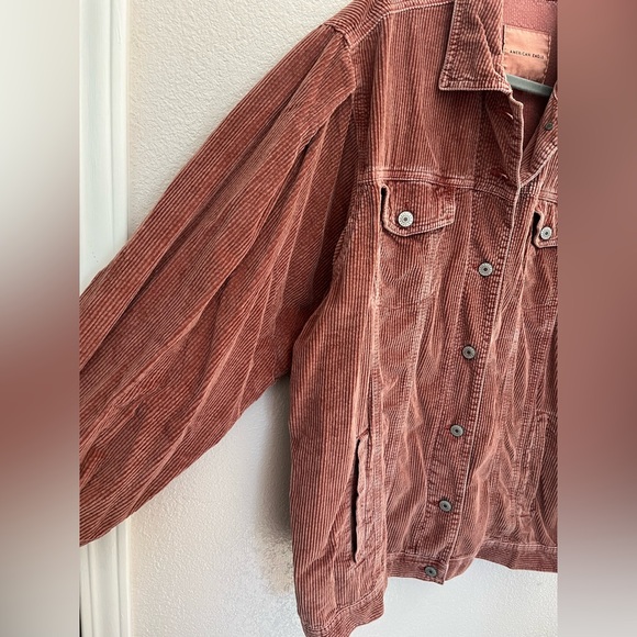 American Eagle Corduroy Jacket Button Down Mauve Dusty Rose XL Women’s - Picture 7 of 12